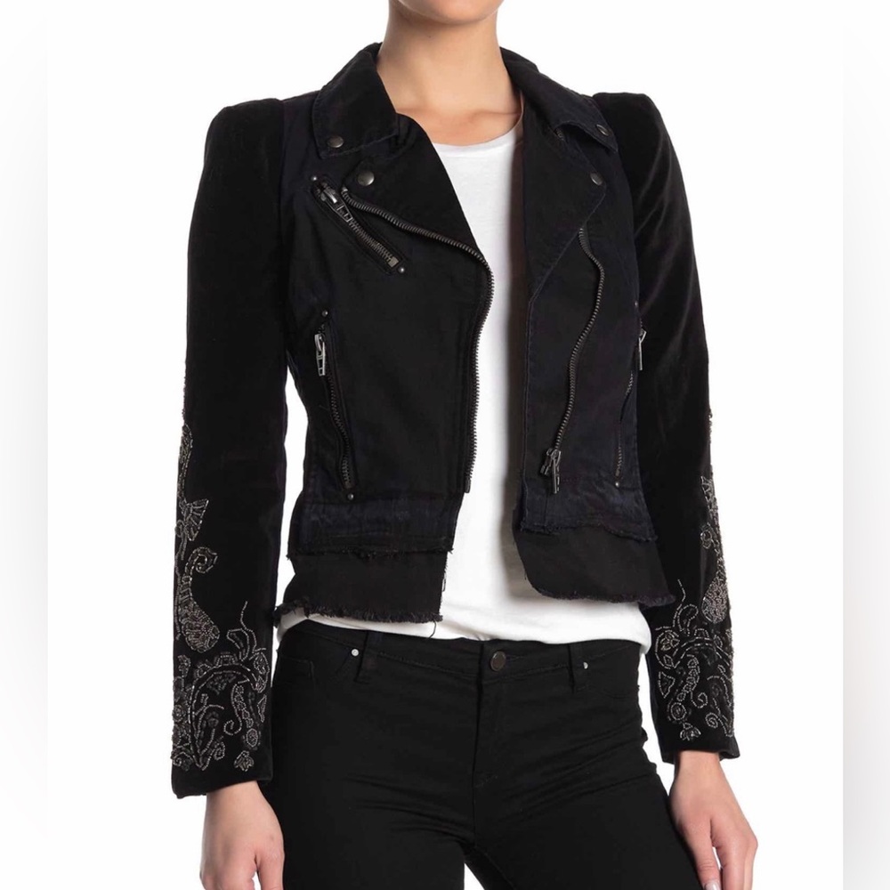 BLANK NYC Mixed Moto Embellished Jacket
